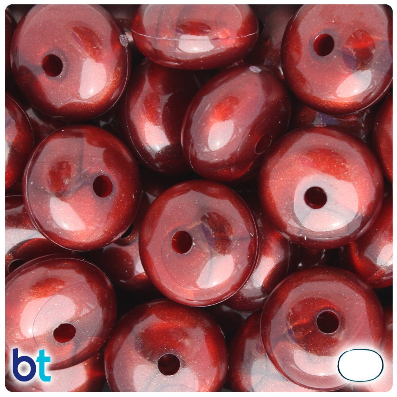 BeadTin Garnet Transparent w/Gold Swirls 22mm Cushion Plastic Craft Beads (5pcs)